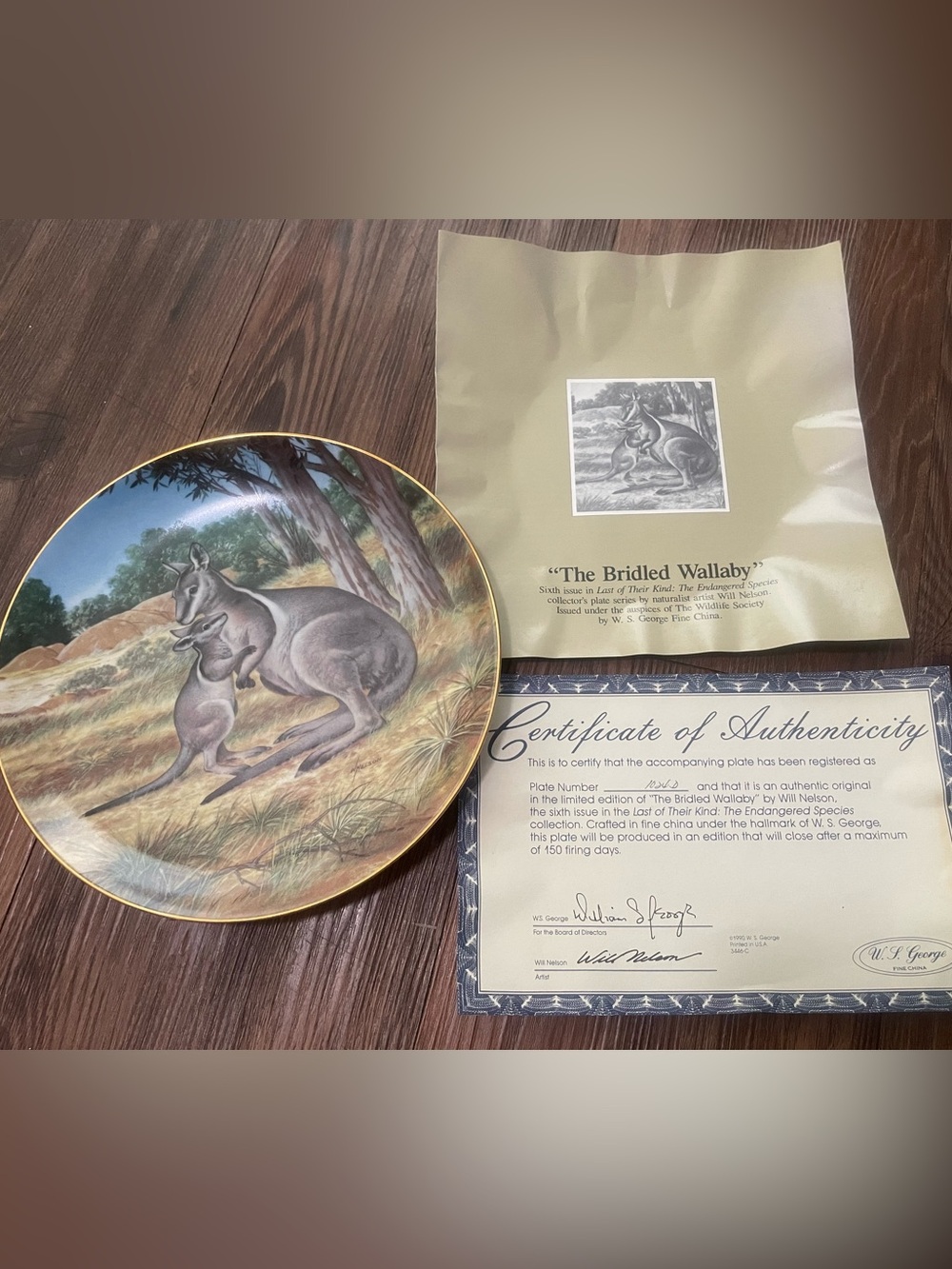 The Bridled Wallaby Plate, Endangered Species, Will Nelson, W.S. George,1990